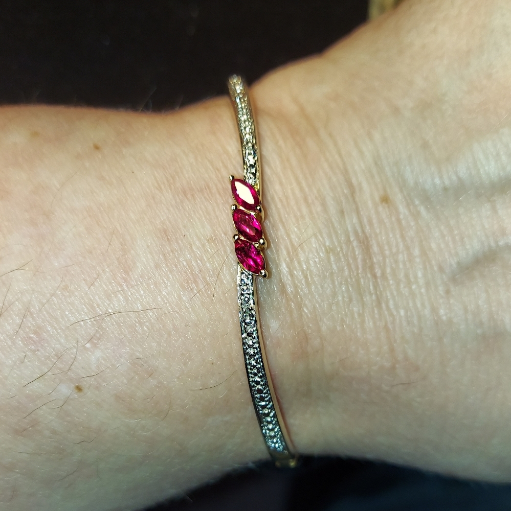 Ruby & Diamond Bangle Bracelet - image 1